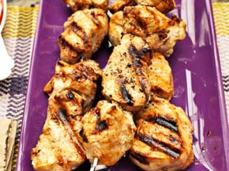 Marinated pork skewers