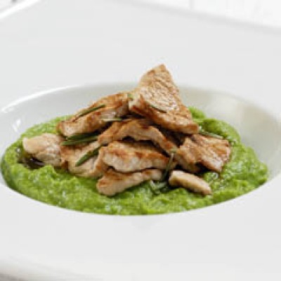 Finettes met erwtenpuree Finettes met erwtenpuree