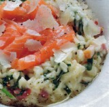 Risotto van spinazie met zalm