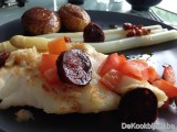 Schelvis, Chorizochips  & Belgische asperges