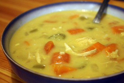 Mulligatawny met grijze garnalen