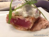 Verse tonijn met crème van foie gras Griekse yoghurt