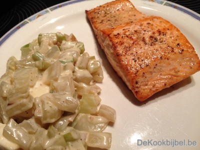 Zalm, venkel, mascarpone en salakis