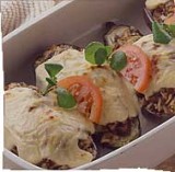 Aubergines gevuld met Mozzarella en gehakt