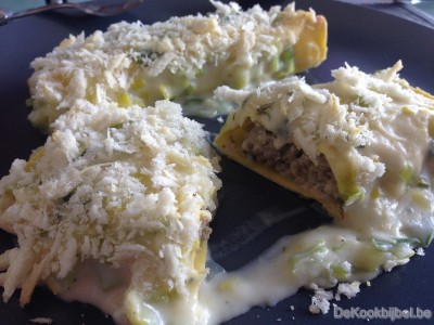Cannelloni met gehakt en prei-kaassaus