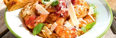 Scampi, Rode Pesto, Capellini Scampi, Rode Pesto, Capellini