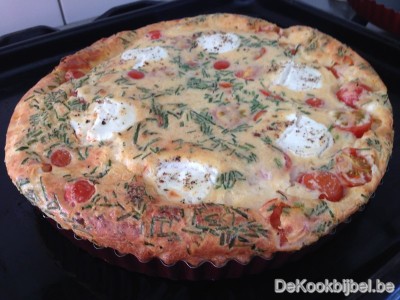 Clafoutis met geitenkaas en zongedroogde tomaten 