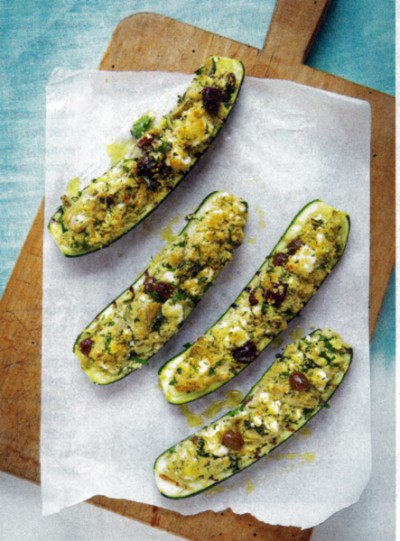 Gevulde courgettes, couscous, feta