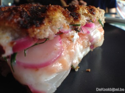 Croque gerookte zalm en geitenkaas