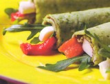 Basilicumflensjes met ham en mozzarella