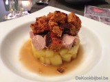Crumble van ganzenlever met appel en peperkoek 