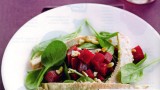 Forelfilets met bladspinazie en rode bieten