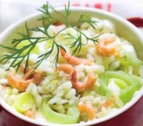 Risotto met garnaaltjes, prei en gember