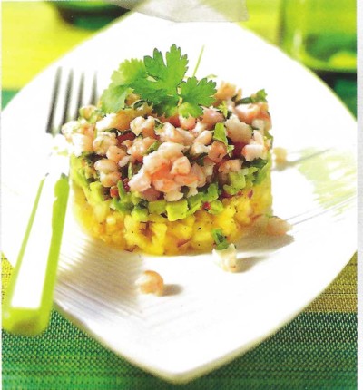 Tartaar van garnalen, avocado en ananas
