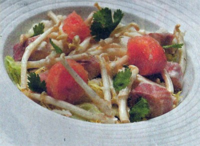 Hopscheuten met langoustines en gerookte paling