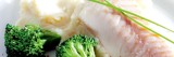 Kabeljauwhaasje met broccoli en puree
