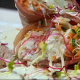 Kalfsgebraad met cannelloni van gedroogde ham en krab