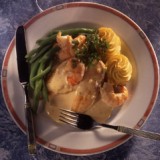 Kip met scampi's en prinsessenboontjes
