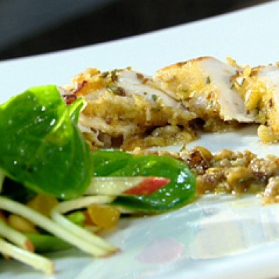 Gepaneerde konijnenfilet met een herfstsalade Gepaneerde konijnenfilet met een herfstsalade