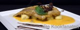 Gegrilde koolvis, zoete aardappel gnocchi en pest van pinda