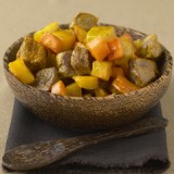 Aardappelwok met lamsvlees