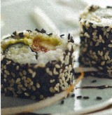 Maki, zalm, miso, geroosterde sesam, Comté