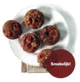 Frambozenmuffins van chufameel met dadelstroop