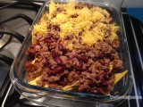 Nachos met gehakt, cheddar en groentjes