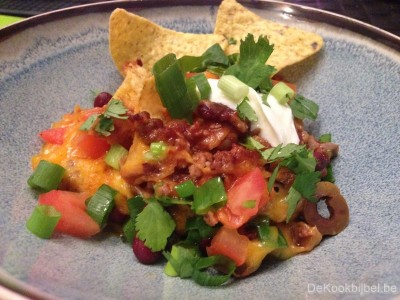 Nachoschotel met rundsvlees