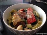 Pappardelle met gegrilde kip en chorizo