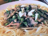 Linguini met bacon, Paddenstoel, Erwt