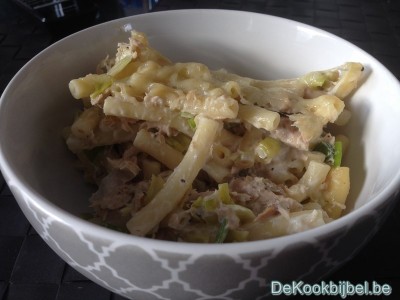 Pasta met prei, tonijn en boursin 3 pepers