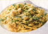 Pasta sint-jakobsschelpen, bosuitjes en dille