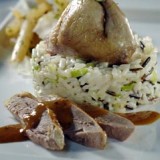 Patrijs met risotto van boschampignons