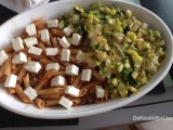 Penne met courgette, prei, feta en rundsvlees in de oven