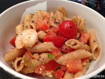 Penne met scampi en tomaat