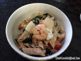 Pasta met scampi, ricotta en spinazie