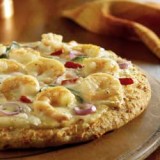 Pizza met scampi’s, boursin en venkel