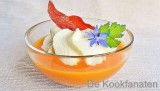 Crème van pompoen, blauwe kaas espuma, ham chips