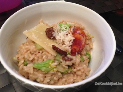 Risotto met broccoli en chorizo