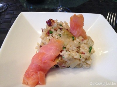 Risotto met witloof, radicchio en gerookte zalm