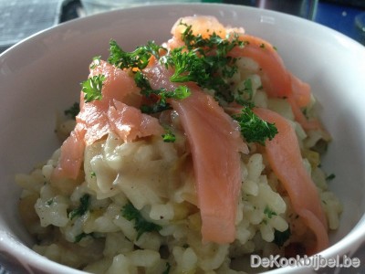 Risotto, witloof, gerookte zalm