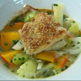 Gepaneerde rog in winterse consommé