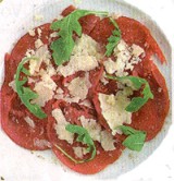 Carpaccio van gerookt paardenfilet
