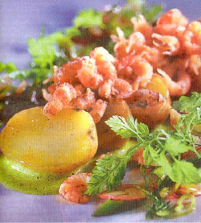Garnaal en aardappel met frisse salade
