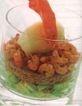 Salade van garnalen, avocado en sorbet van Duvel