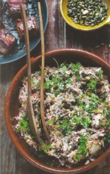Winterse salade met pompoen en gelakt spek
