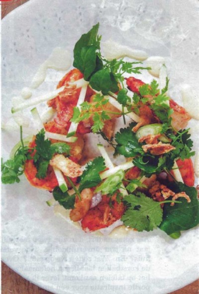 Salade met scampi, appel en curry Salade met scampi, appel en curry