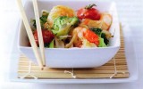 Scampi met rode kerrie en ramboetans