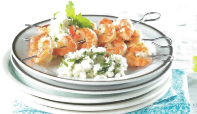 Scampi spiesjes met feta